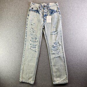 Kancan Jeans Womens 26 Blue Stonewash 90s Boyfriend Fit High Rise Distressed